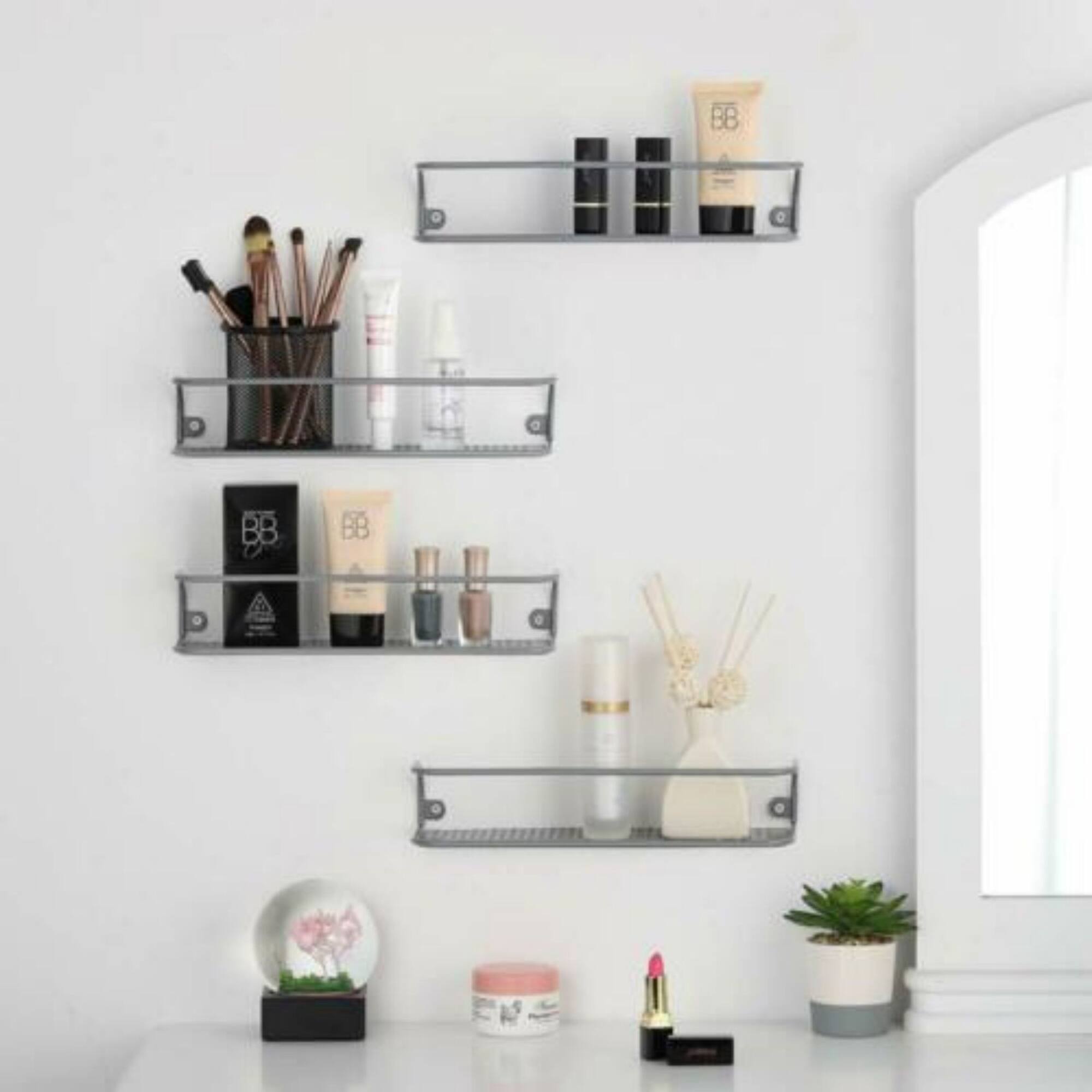 NEX™ Silver Wall-Mount Metal Spice Racks for Kitchen Storage, 4ct.